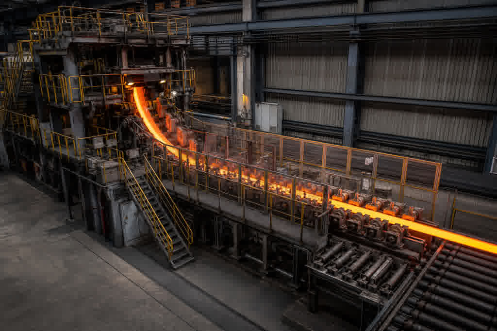Continuous caster in a metals mill
