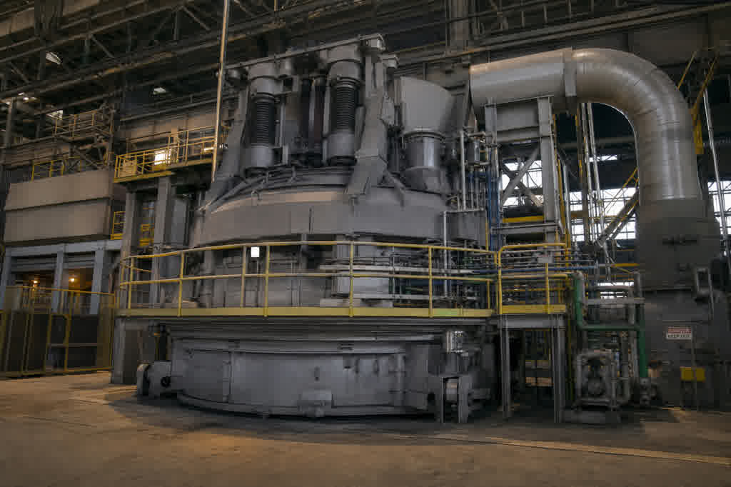 Electric arc furnace in a metals mill