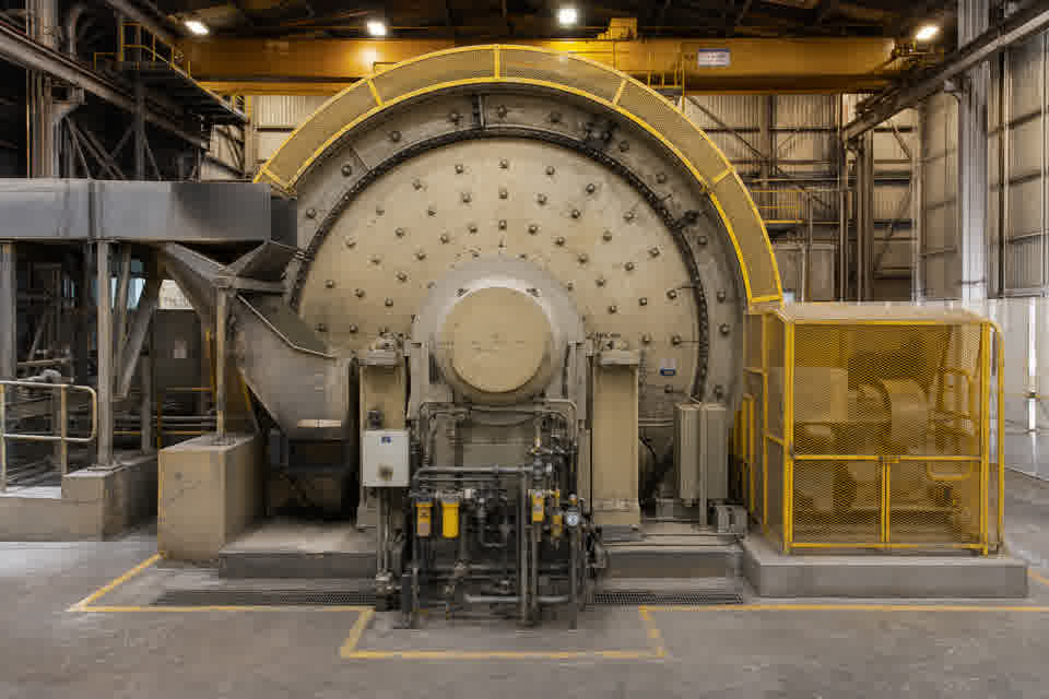 SAG mill in a mining concentrator