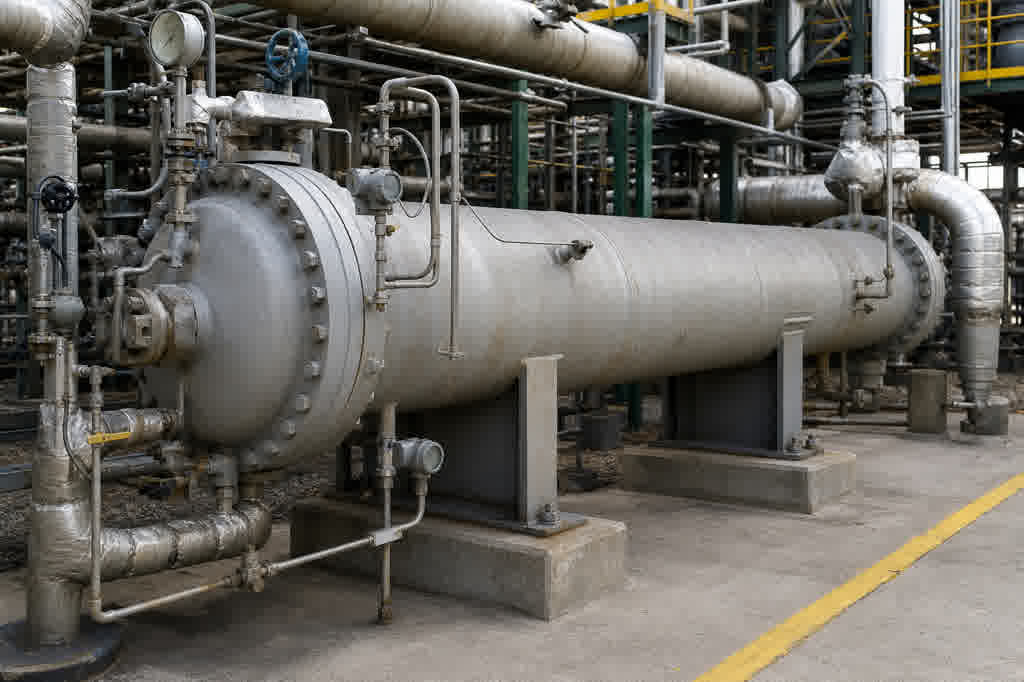 Shell-and-tube heat exchanger in an oil and gas facility